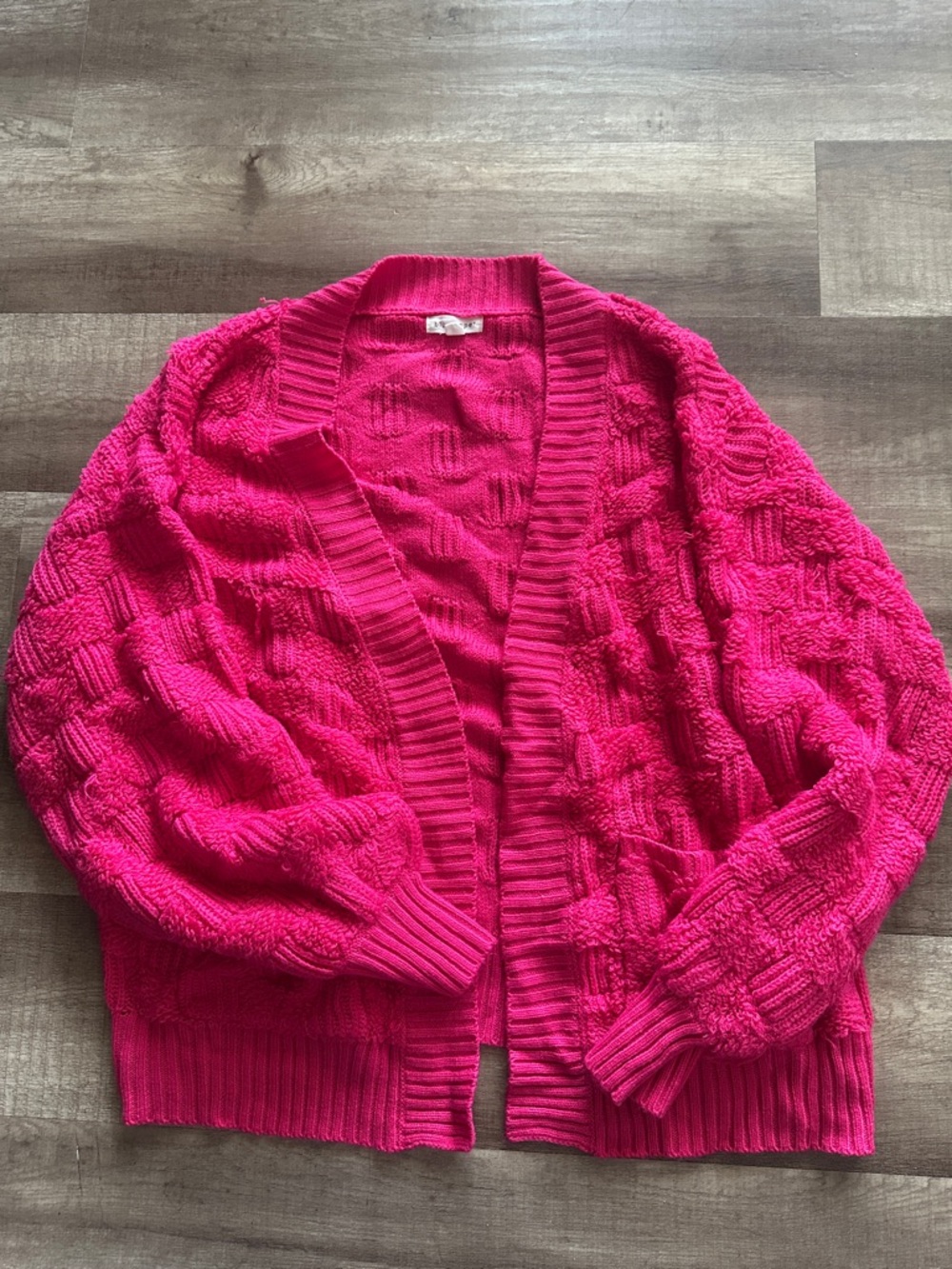 Blu Pepper Hot Pink Cable Knit Open Cardigan